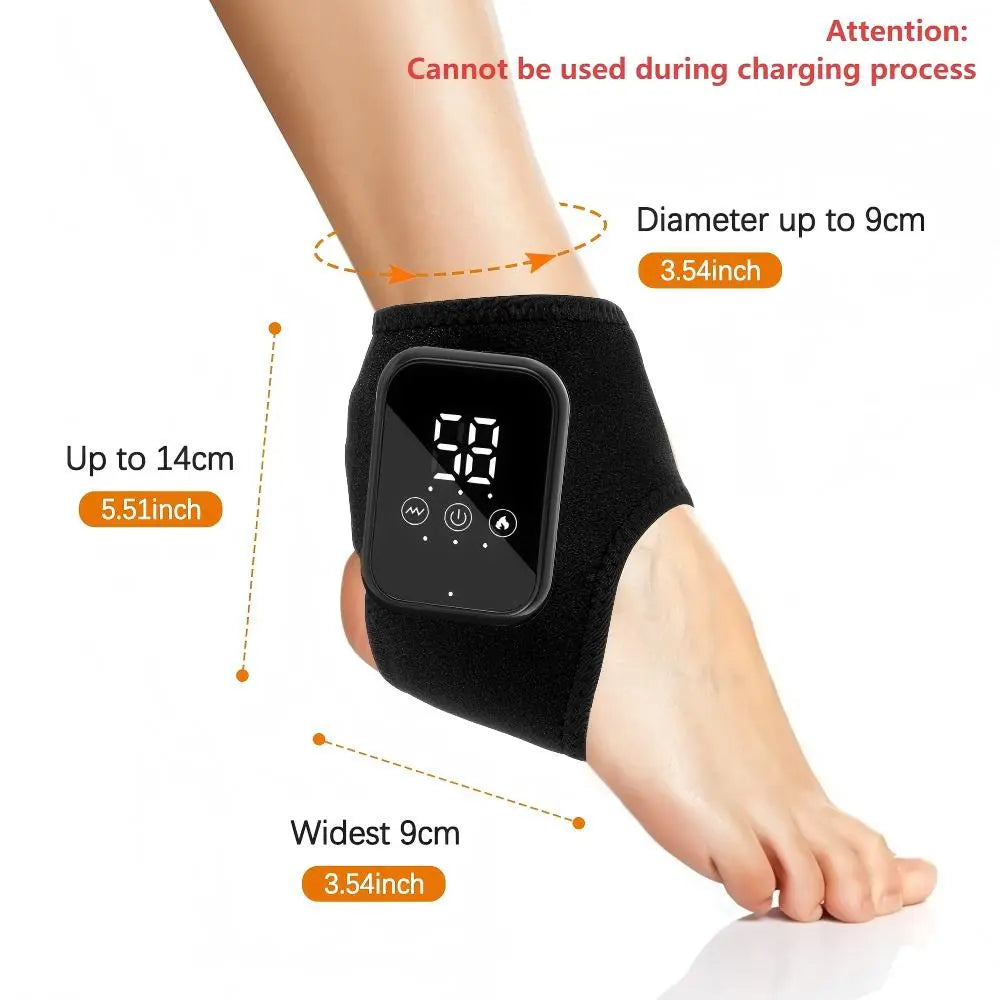 Ankle Relief Device, 3 Heat Settings 48-58°c, 3 Vibration Massage Levels, 15-Minute Timer, Touchscreen Operation, Universal Adhesive Strap image 2