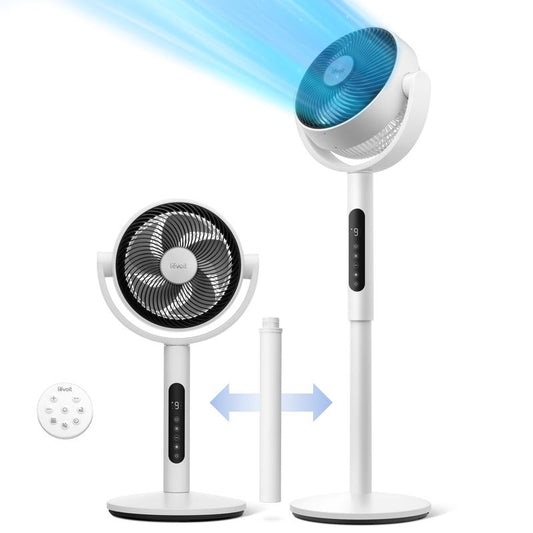 Circulating Fan for Home Standing Oscillating with Whole Room Airflow Remote 82ft Range 20dB Quiet 908CFM DC Motor 9 Speeds Sensor Timer Pedestal & Tabletop Mode