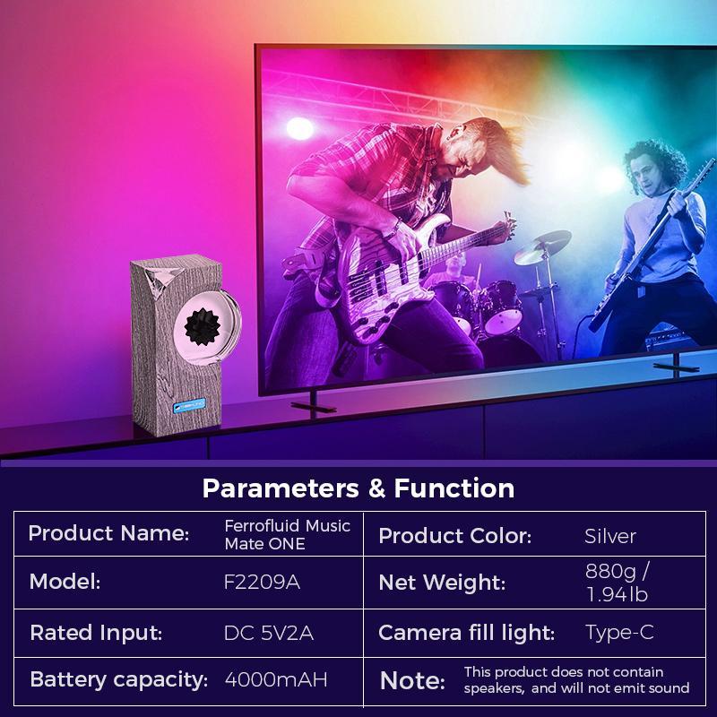 Ferrofluid Speaker Music Companion, Ferrofluid Display Lamp, Magnetic Liquid Toy for Entertainment, Desktop Ornament, Cool Gadget for Men, Ideal Gift