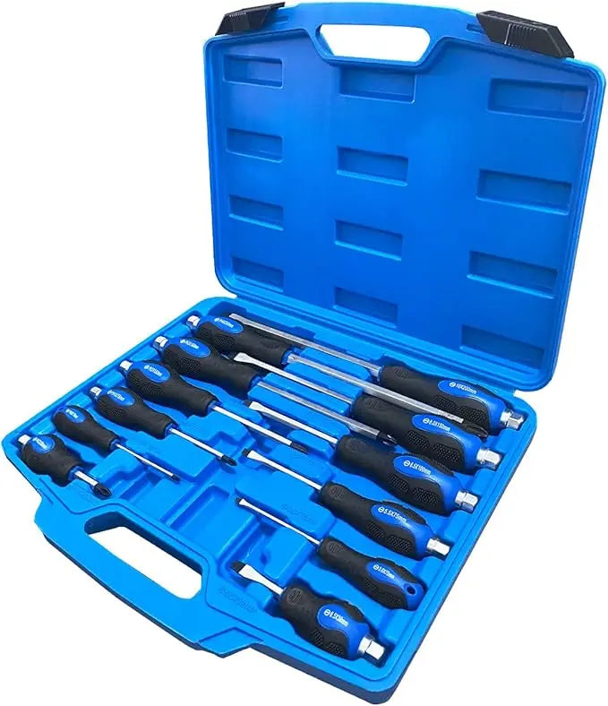 Magnetic Screwdriver Set 12 PCS with Black tips, 6 Phillips and 6 Flat Head Screwdrivers, with Go-Thru Steel Blades, High Torque for Fastening and Loosening (Black Tip_Matt Blade) summervibes image 9
