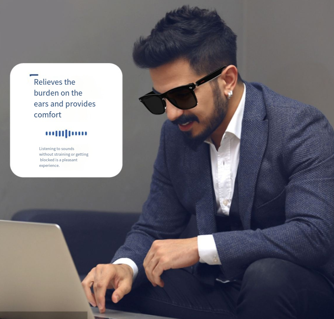 Multifunctional Wearable Smart Glasses, Wireless Headphone Smart Glasses for Listening To Music & Calling, Bluetooth-compatible Creative Sports Smart Glasses