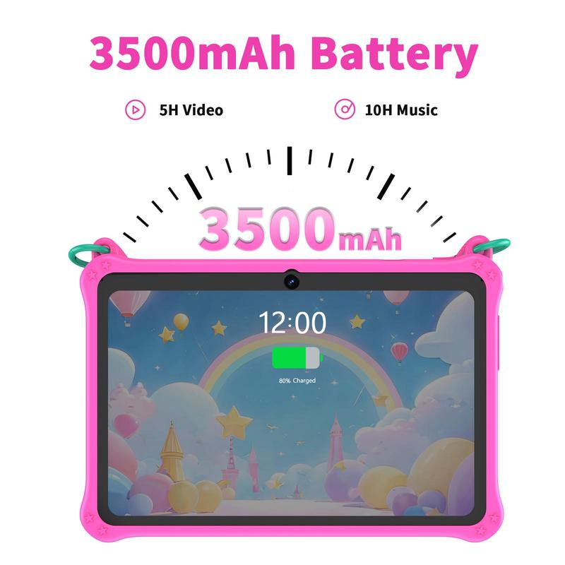 7 Inch Kids Tablet Android 13 Os, 4GB RAM 32GB Storage, Dual Camera, Silicone Case, Bluetooth-compatible & Wi-Fi Enabled, for Children Learning