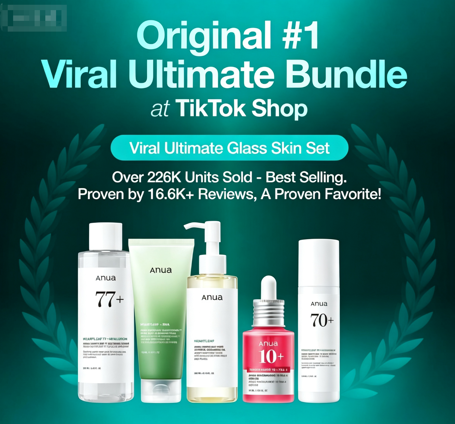 [Anua] Viral Ultimate Glass Skin Bundle | Salmon PDRN Cream + Niacinamide Serum + Double Cleansing + Heartleaf Toner + Daily Lotion | Daily Korean Skincare Kit Hydrating Calming