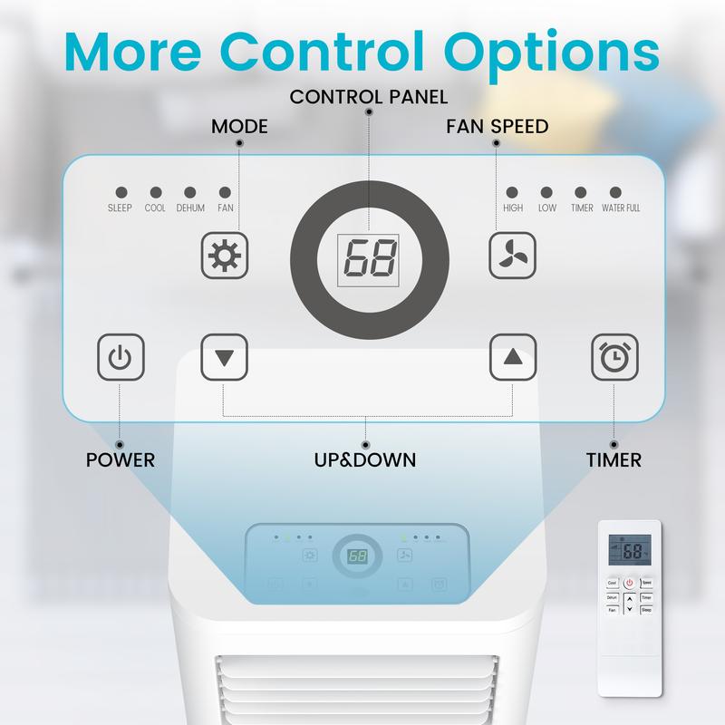 7000 BTU Portable Air Conditioners Cool Up to 350 Sq.Ft, 4 Modes Portable AC with Remote Control, LED Display, 24Hrs Timer, Installation Kits for Home/Office/Dorms, White