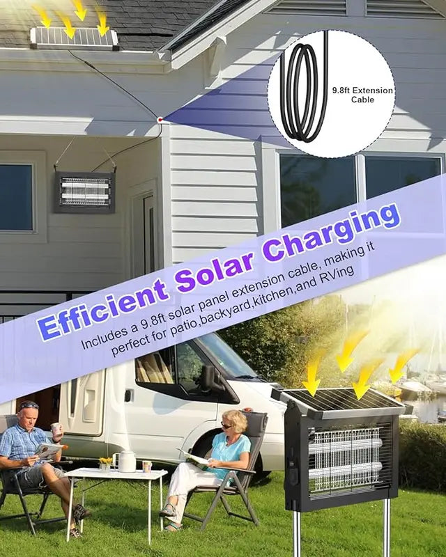 Solar Bug Zapper Outdoor,Waterproof Mosquito killer lamps Zapper with Smart Light Sensor Outdoor Solar-Powered Fly& Insect Trap for Patio, Yard, Camping, Kitchen, or Garage