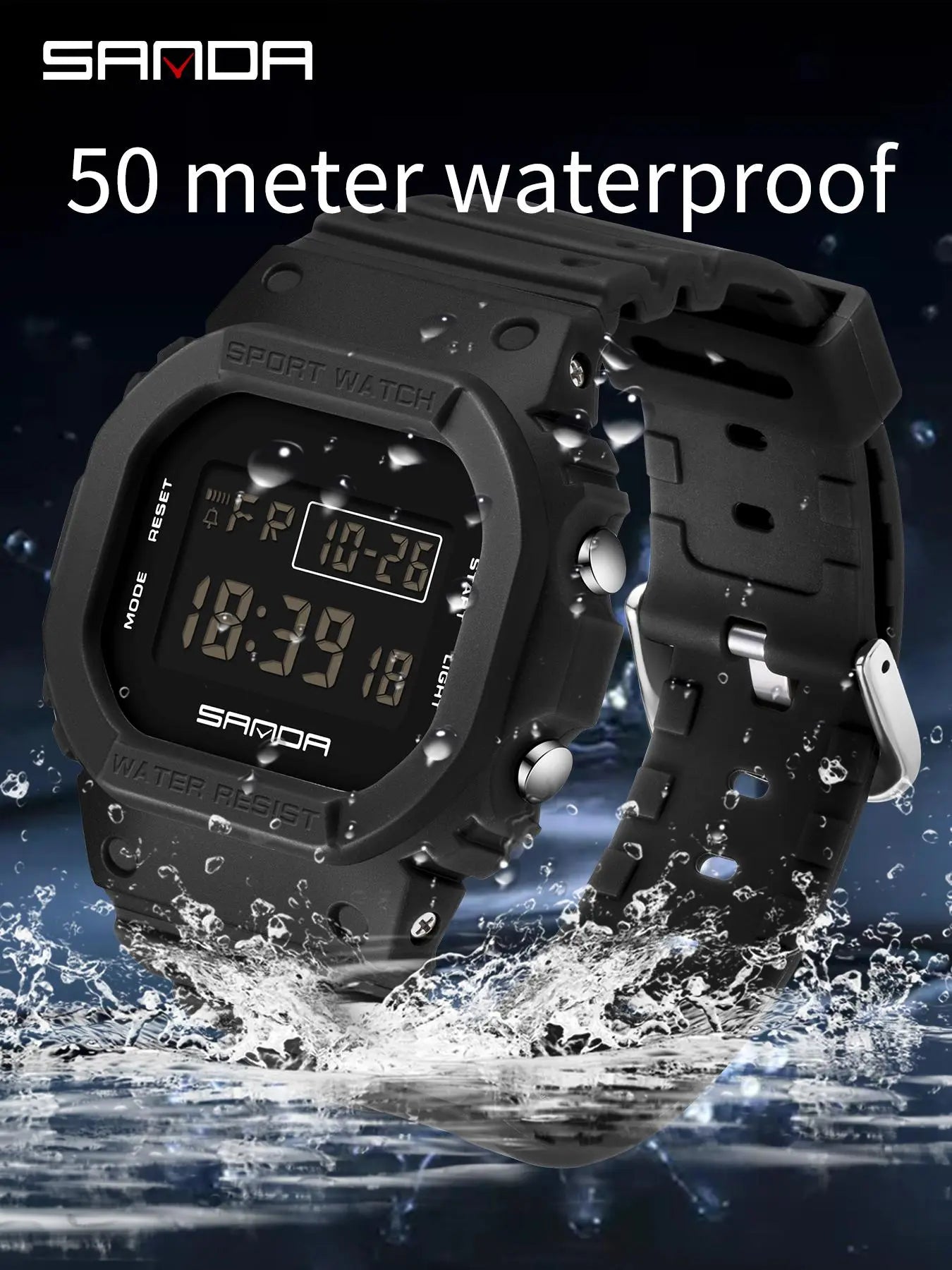 Men's Fashion Digital Watch, Casual Sporty Watch with Luminous Dial & Alarm Mode, Waterproof Outdoor Watch for Men with Box, Water Resistant Wristwatch, Fashion Wristwatches, Fashionable Waterproof Watch image 3