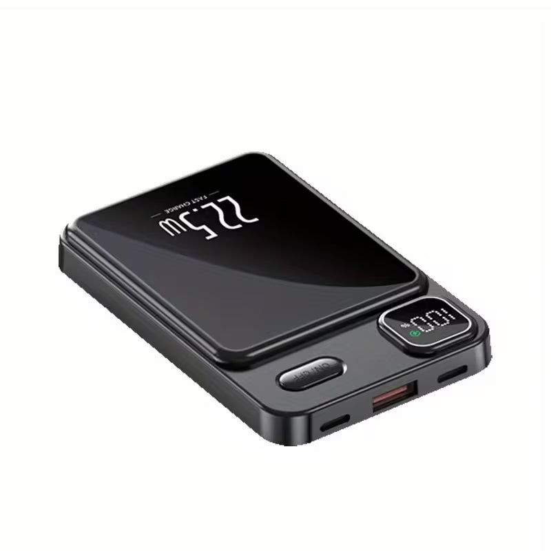 20000mAh Magnetic Wireless Fast-Charging Power Bank, Mirror Surface with Stand, Ultra-Thin & Compact, LED Display, Emergency Backup for Travel