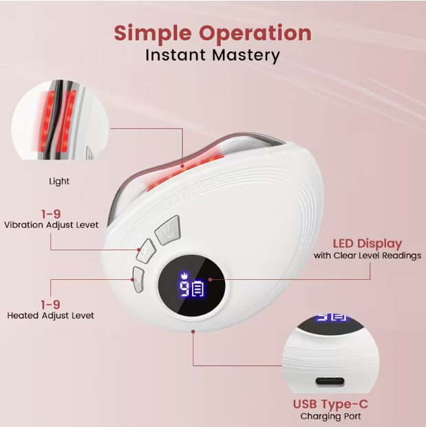 Electric Gua Sha Facial Sculpting Device – 9 Vibration Speeds & 9 Heat Levels