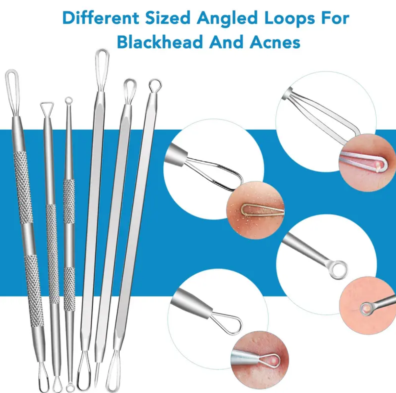 16PCS Stainless Steel Skin Care Tool Set, Pimple Extractor Kit with Metal Storage Box