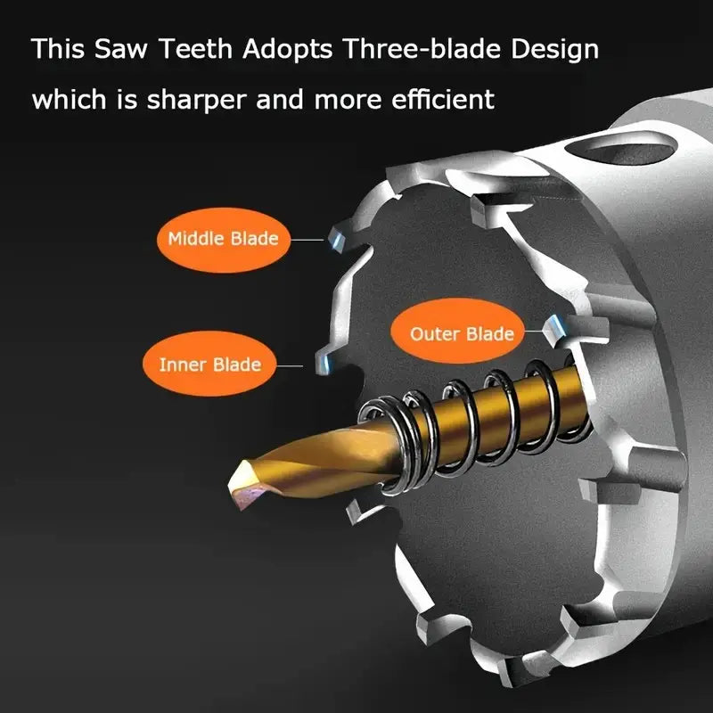 8-Piece TCT Carbide Drill Bit Set with Screw Extractor Bits - Power Tool Accessories for Metal, Stainless Steel and Iron Plates