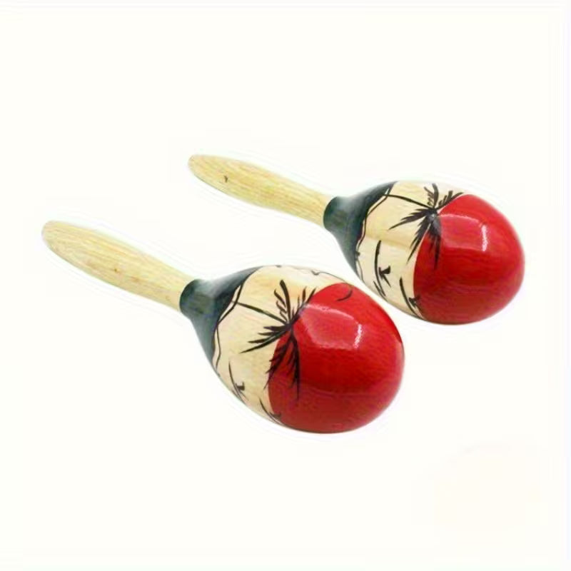 2Pcs Vibrant Maracas – Hand-Painted Tropical Palm Design, Perfect for Festive Celebrations & Parties