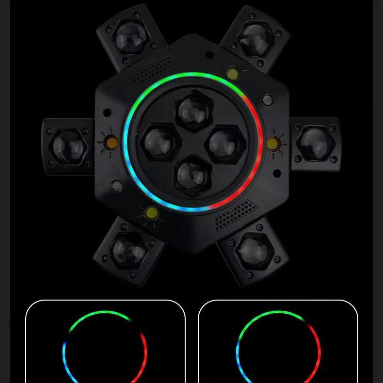 150W 6-Arm Moving Head DJ Lights - RGBW 6-in-1 LED Stage Fixtures with Strobe Beam, Remote Control and DMX512 for Weddings and Disco Events