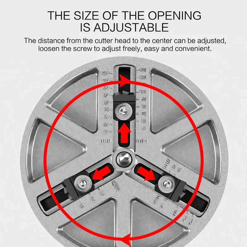 Adjustable Round Hole Opener – 45-130mm Diameter, Replaceable Cutter, Universal Power Tool Accessory, Heavy Duty for Drilling