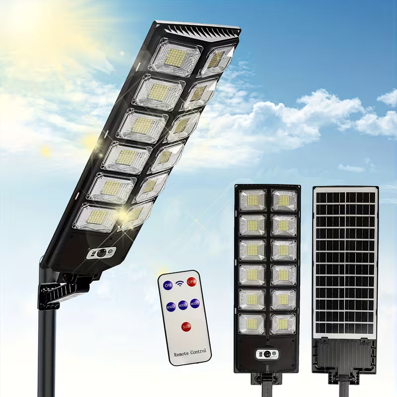 Solar Street Light – 504 LEDs, IP44 Waterproof, Dusk to Dawn for Yard, Deck & Garden