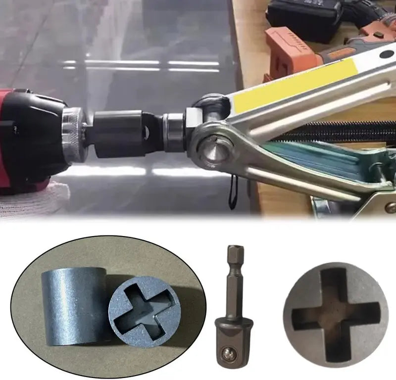 Universal Jack Socket Adapter for Hand Drill – Sturdy Scissor Jack Drill Adapter, Heavy-Duty Socket Converter, Easy Tire Change Tool for Electric Wrenches, Hand Drills & Ratchets