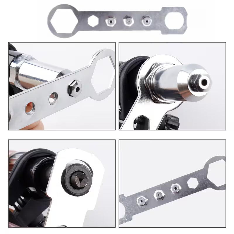 Rivet Gun Kit – Nylon or Aluminum Alloy Casing, 4 Tip Sizes, Fits Electric Drills (Accessories Only, No Rivet Gun Included)