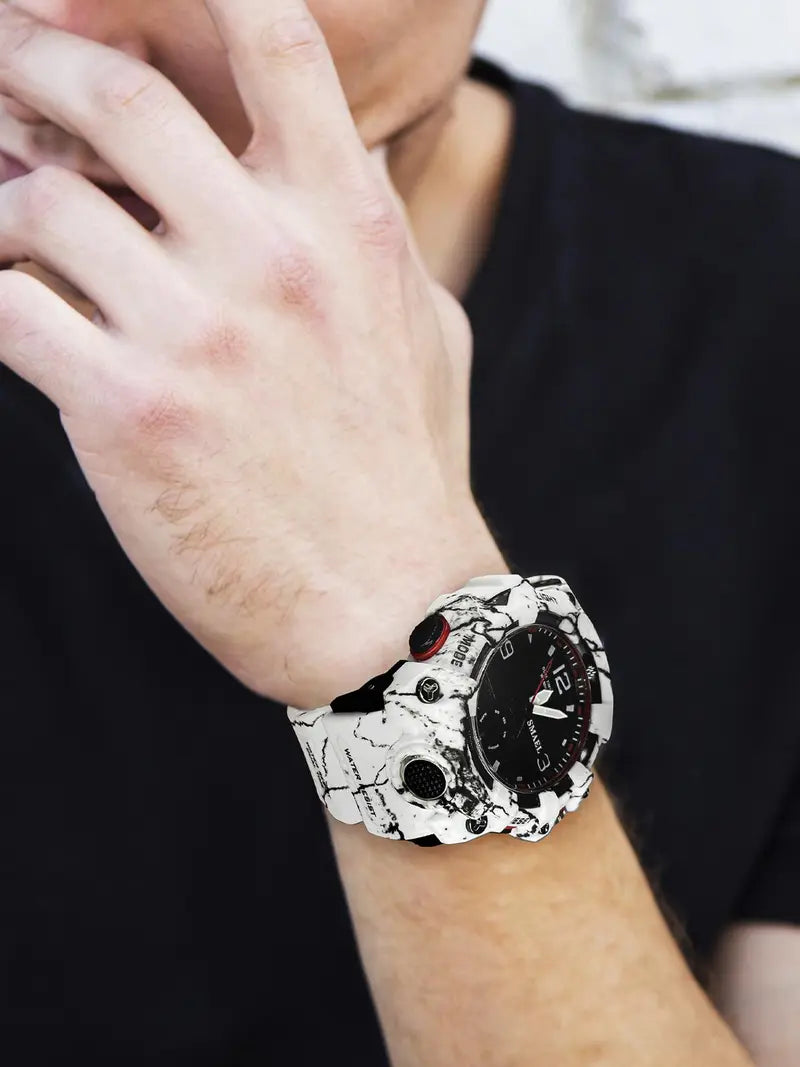 Men's Digital-Analog Quartz Watch with Date Display – Fashion Sports, Waterproof, Luminous, Multifunctional