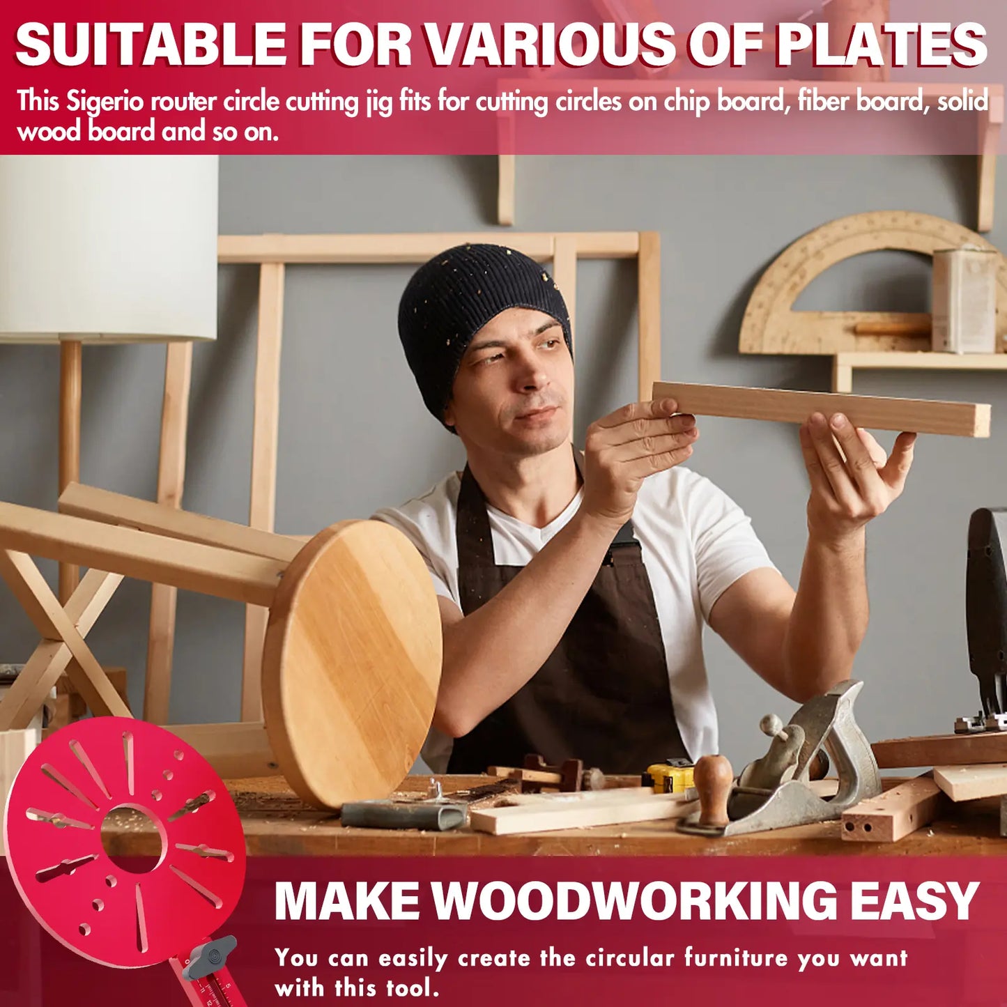 4-in-1 Router Milling Groove Bracket – Adjustable Aluminum Alloy Guide, Cuts Large Circles 10–58 Inches, Woodworking Tool