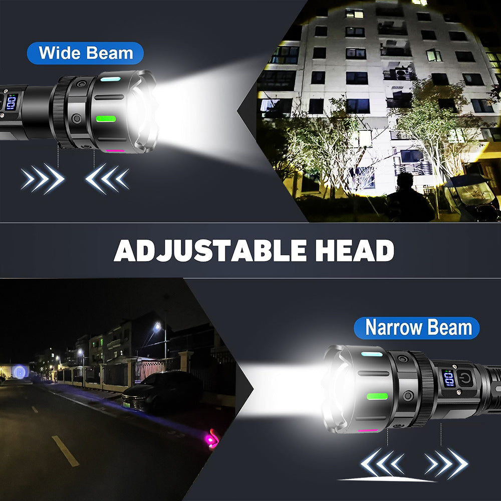 Long-Lasting High-Brightness Rechargeable Flashlight, Zoom & Long-Range Tactical Torch for Outdoor & Emergency Lighting