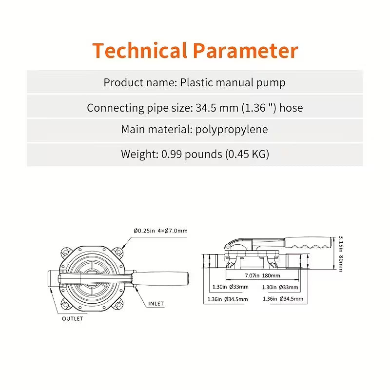 Diaphragm Manual Oil Pump – Hand-Operated for Marine, Lifeboat, Sewage & Drainage Use