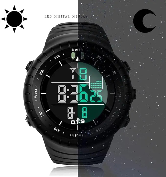 SANDA Men's Sports Digital Watch - Water Resistant, LED Light, Alarm, Outdoor Fashion Wristwatch