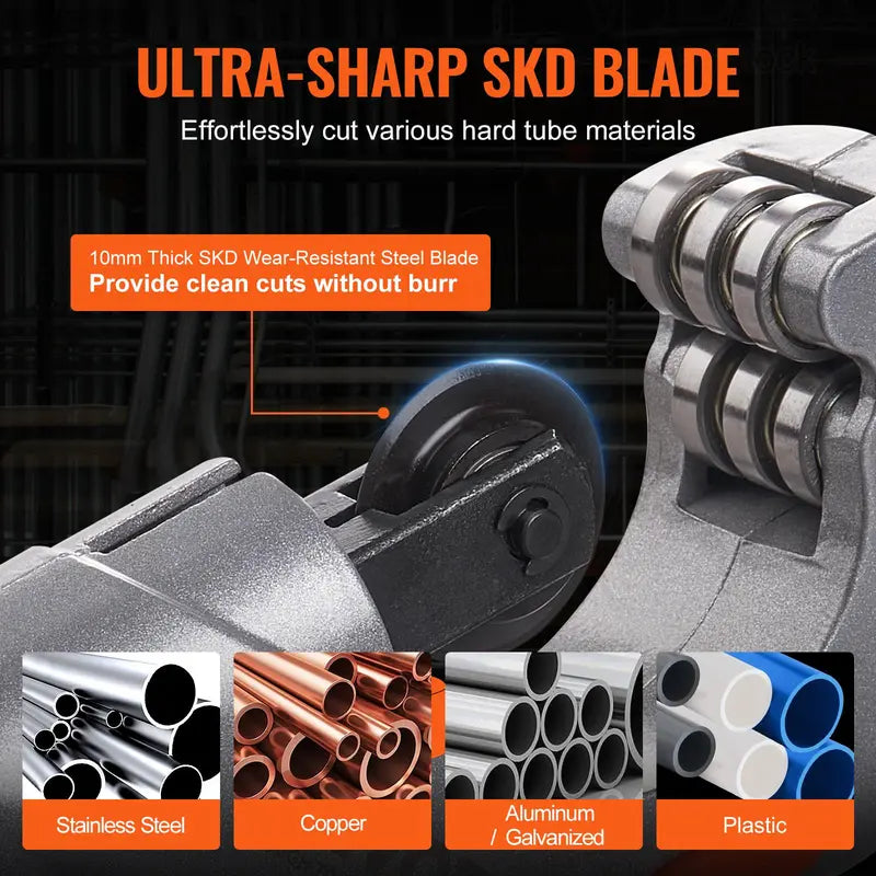 VEVOR 3-Piece Tubing Cutter Set - Heavy Duty Pipe Cutter 3/16"-2" OD, Mini Cutter 1/8"-7/8", Deburring Tool for Stainless Steel, Copper, Aluminum and Plastic