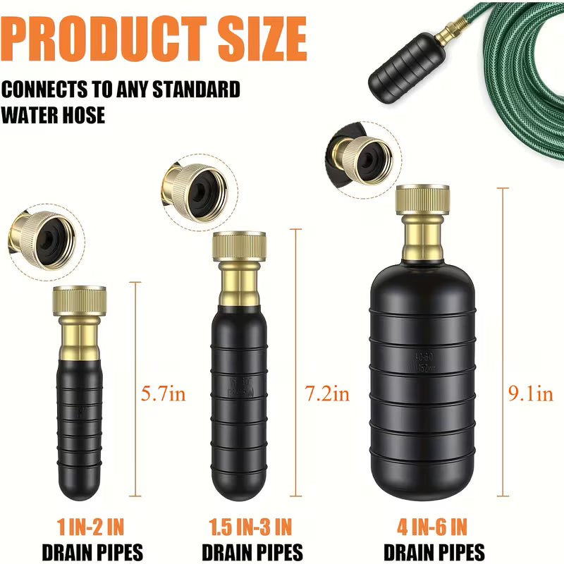 3Pcs Drain Bladder Kit – Fits 1" to 6" Pipes for Sinks, Showers, Pools & Main Drains