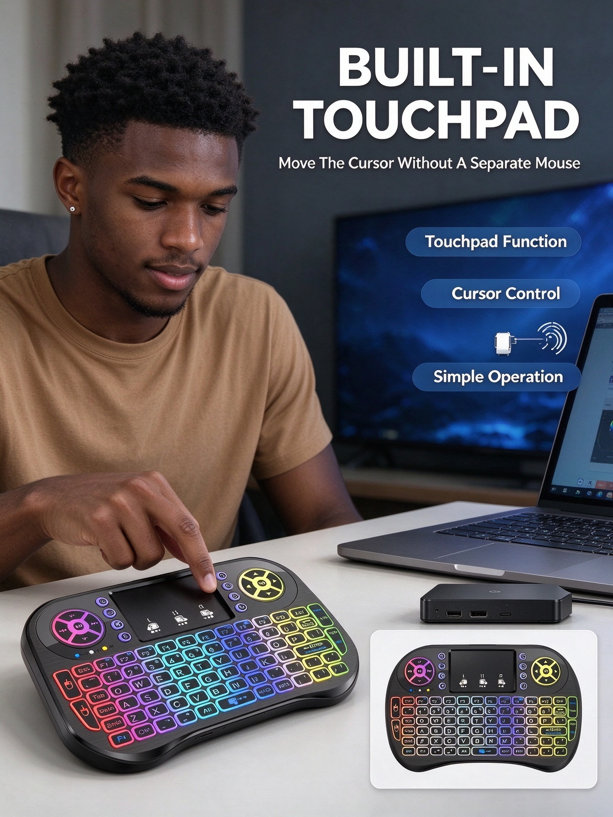 New i8 Mini Wireless Keyboard and Air Mouse Remote - Rechargeable Fly Mouse for TV Box and PC