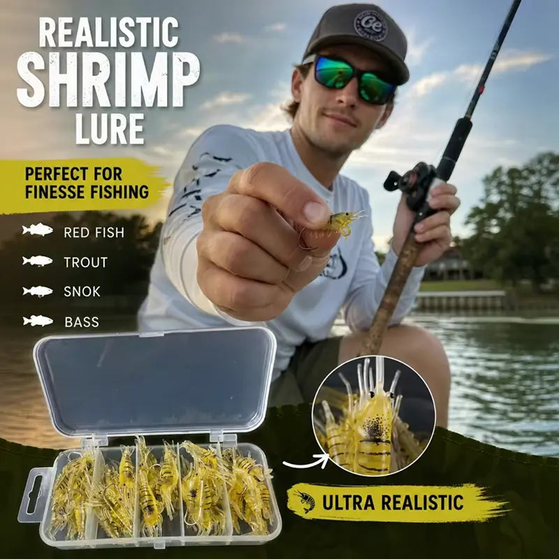 60-Piece Realistic Shrimp Soft Lures 1.5-Inch - Soft Bait for Freshwater and Saltwater Fishing