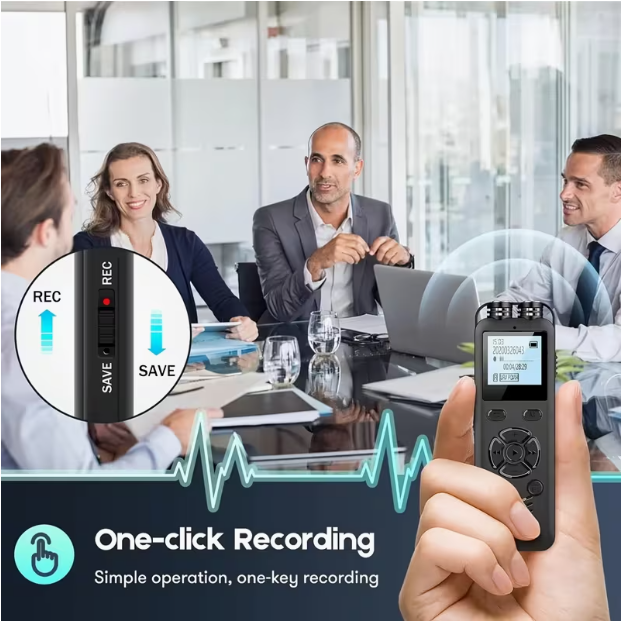 Mini Voice Recorder with Screen & External Speaker – 32GB Storage, Voice-Activated Recording, Long Battery Life, MP3 Playback, for Students, Business & Meetings