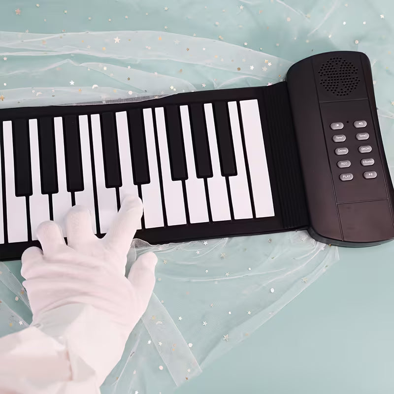 61-Key Hand-Rolled Piano – Beginner Electric Piano, USB Powered, Portable with Silicone Keys