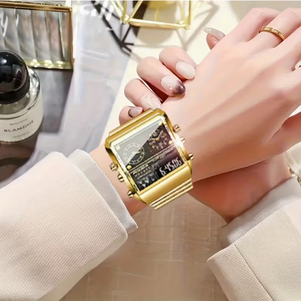 Men's & Women's Square Electronic Watch – 3ATM Waterproof, Outdoor Chronograph, Business Casual Style