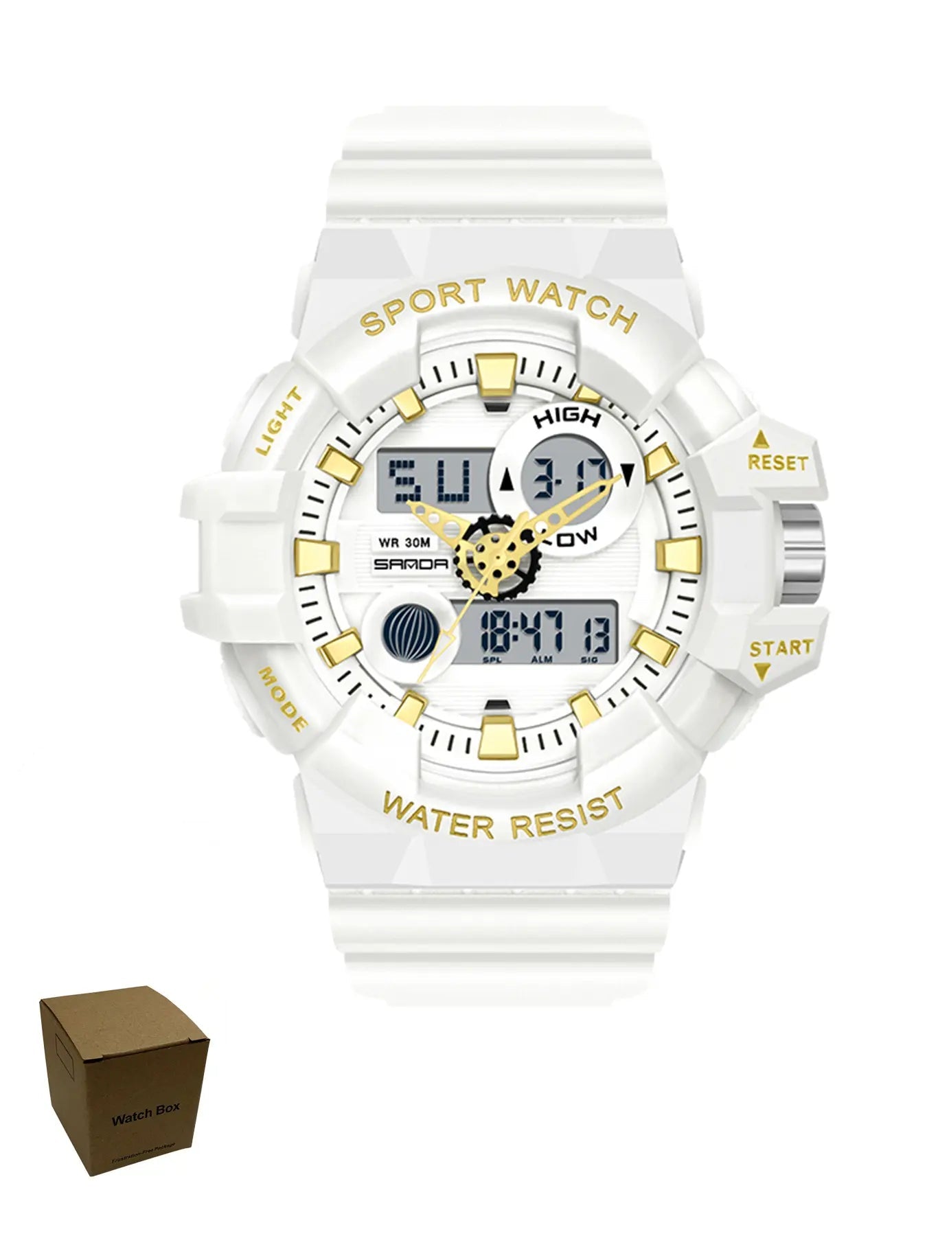 Men's Sports Quartz Wristwatch – Analog-Digital Display, Waterproof, Alarm, Timer, Date & Week Display, Multifunction LED Backlight