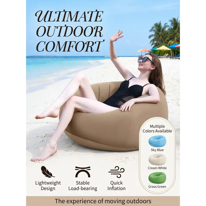 🔥 Clearance Special – Order 1 Get 2 🔥 – Portable Inflatable Boneless Comfy Sofa, Hammock-Style with Pillow, Folding Camping Bean Bag for Outdoor Family Use, Camouflage Sofa Lounging Sleeping Gear for Living Room