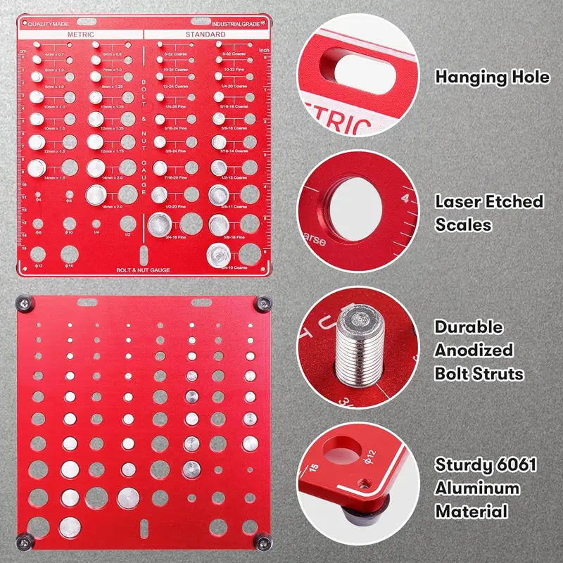 Metric & Standard Thread Checker – 42-Point Thread Checker, Test Gauge Set, Thread Size Identification Board, Hand Measuring Tool for Efficient DIY Projects