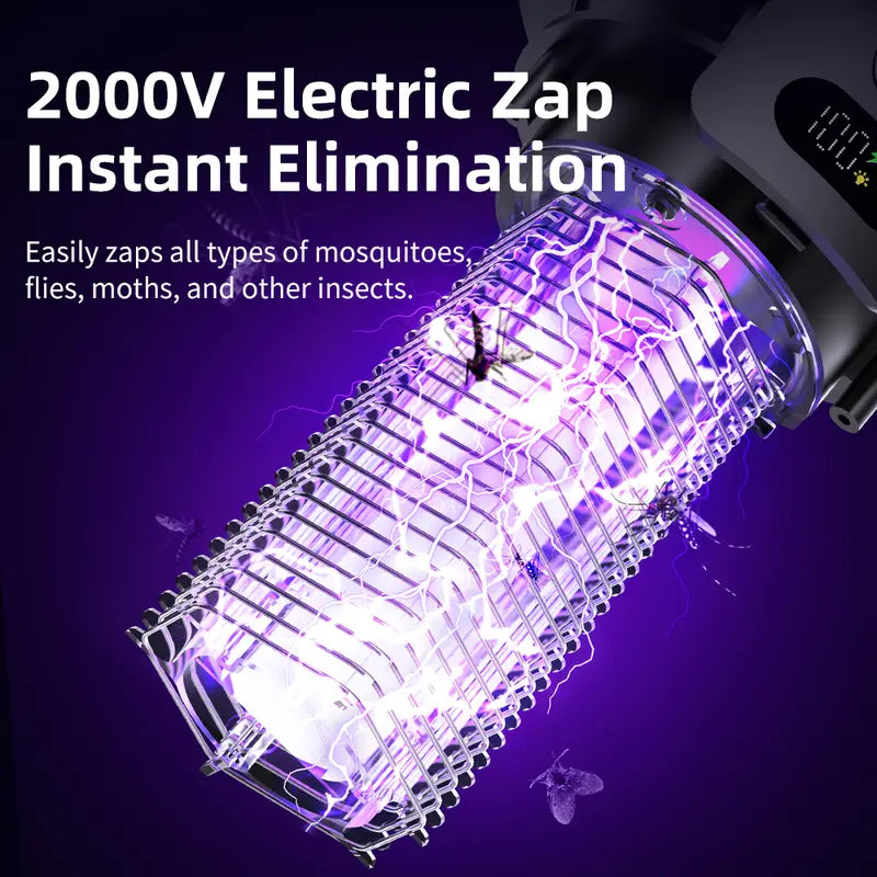 Cash on Delivery ✈ Solar Bug Zapper with Dual Charging, Electric Mosquito Killer & LED Lantern, Portable Indoor & Outdoor Insect Trap for Home, Patio, Garden & Camping