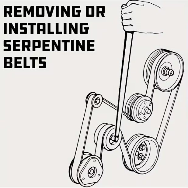 8-Piece Professional Serpentine Belt Tool Set – Universal 3/8" & 1/2" Drive, Tensioner & Idler Pulley Adjuster Wrench, for Car Engine Belt Removal & Installation