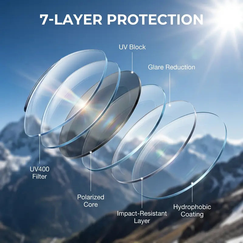 Men's UV400 Polarized Sunglasses - Ultra-Light Al-Mg Metal Frame, 99% UVA and UVB Blocking Sports Eyewear for Golf, Fishing, Driving and Running