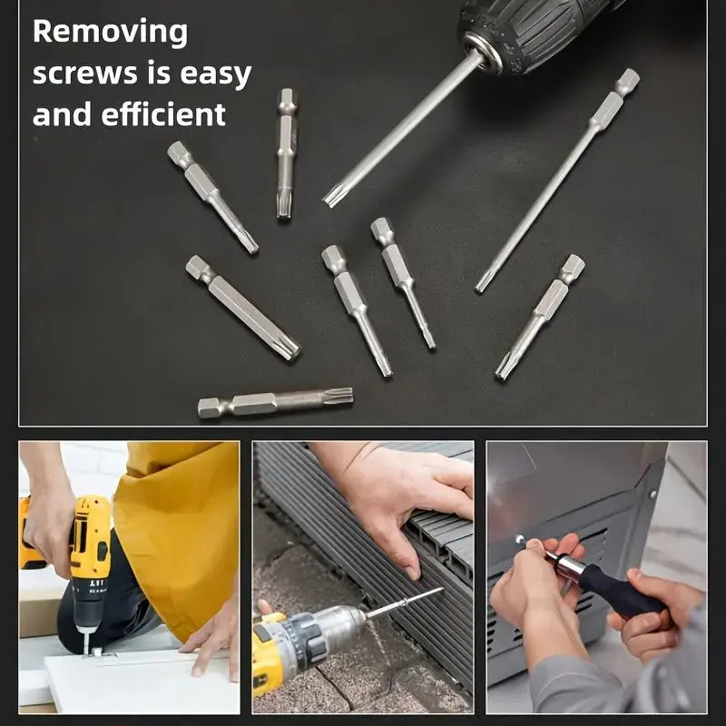 Star-Shaped Plum Drill Bit Set – Magnetic Screwdriver Bits, Hex Shank S2 Steel, Heavy Duty for Vehicle Repair & Power Tools