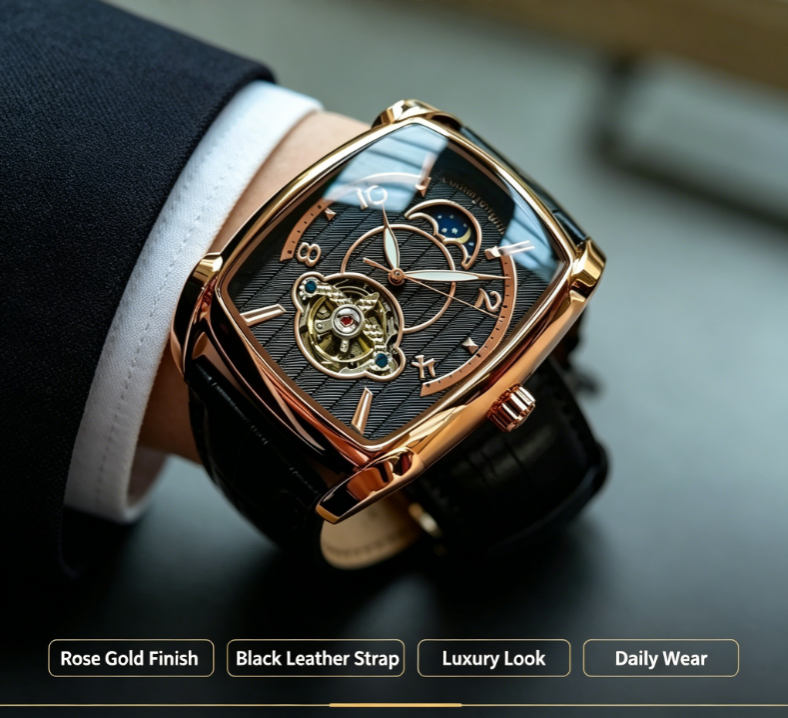 Men's Business Fashion Mechanical Watch – Waterproof, Trendy All-Match Design, Exquisite Gift with Box for Birthday, Party & Daily Wear