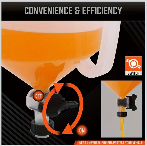 No-Spill Coolant Funnel Kit with On/Off Valve – Leak-Free Cooling System Refill Tool
