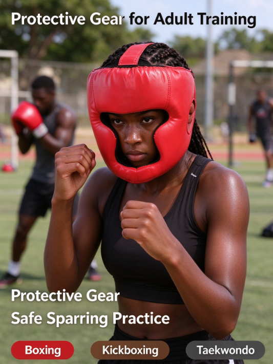Full Face Boxing Head Guard – Shock-Absorbing Sparring Helmet for Muay Thai, Kickboxing, Taekwondo & MMA