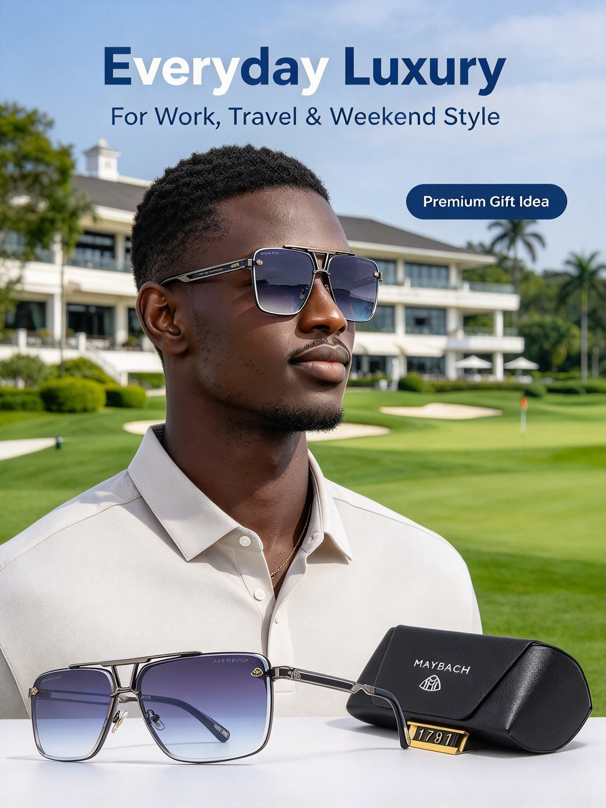 New MAYBACH Fashion Sunglasses - Large Frame UV Protection Shades for Men's Driving