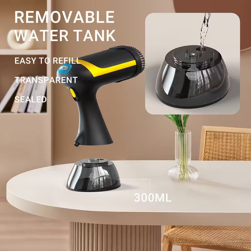 1100W Handheld Garment Steamer, 20-Second Fast Heat-Up, with Cleaning Brush & 300ML Water Tank, Portable Travel Steamer for Wrinkle Removal & Business Trip Clothing Care