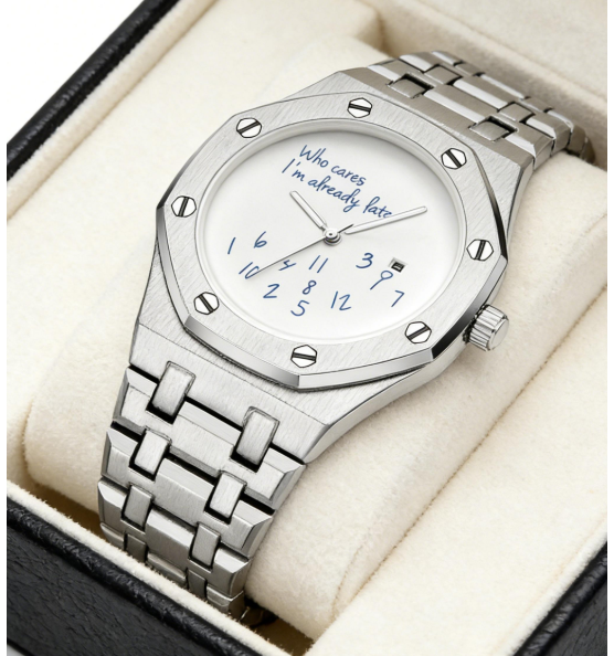 Men's Vintage Fashion Quartz Watch – Stainless Steel Round Dial, Graffiti Numbers, Casual Trendy Wristwatch, Ideal Gift