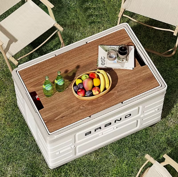 30L Collapsible Storage Bin with Lid & Handle – Portable Stackable Plastic Crate for Camping, Fishing, Car, RV & Office