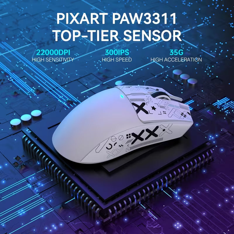 ATTACK SHARK X11 Wireless Gaming Mouse – Tri-Mode, RGB Charging Dock, PAW3311 Sensor, 5 Programmable Buttons