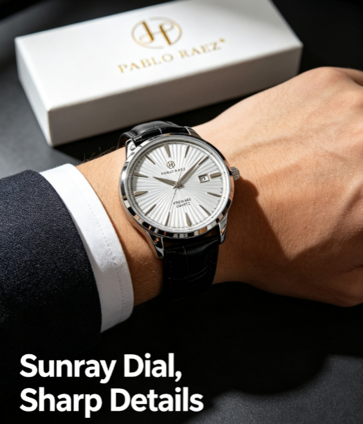 PABLO RAEZ New Men's Business Watch - Sweep Second Hand, Water Resistant Automatic Quartz Wristwatch