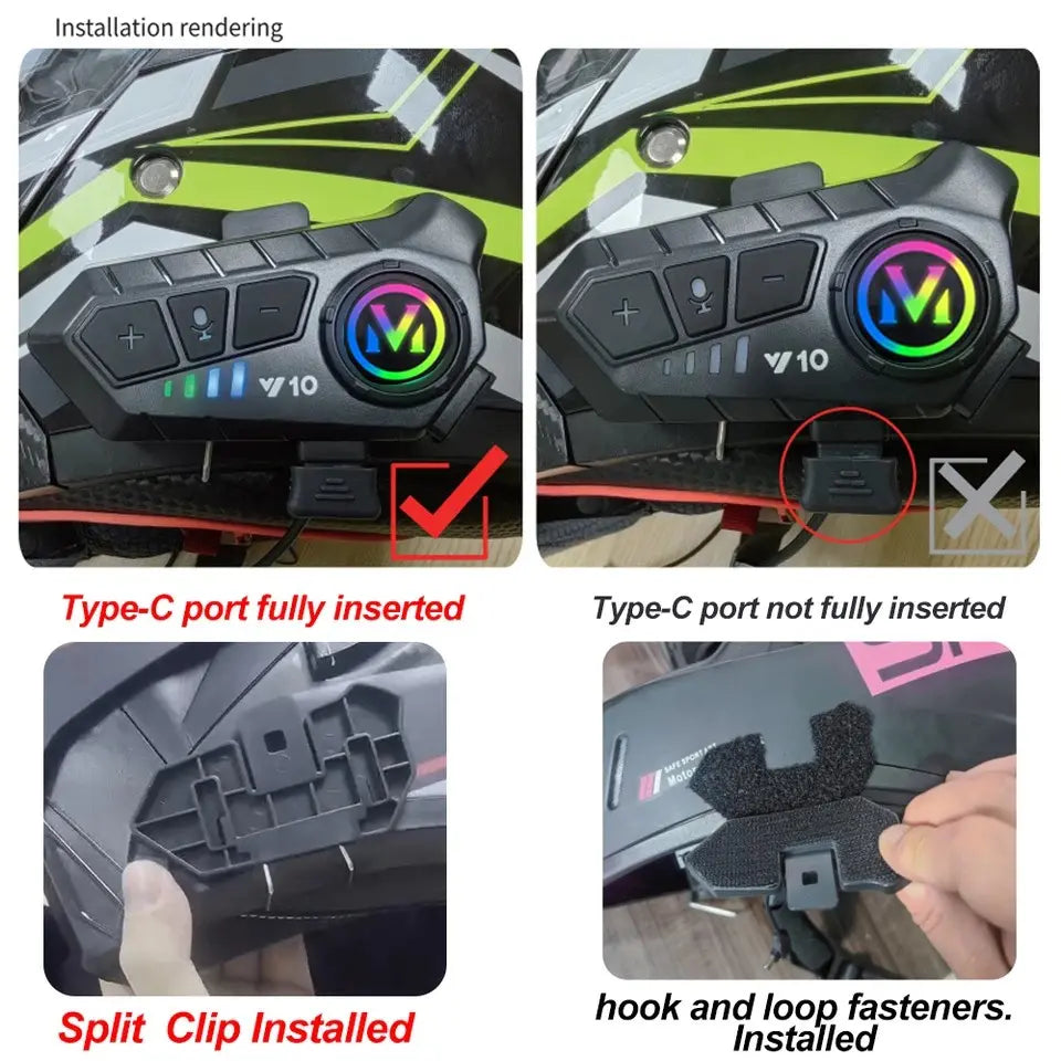 Rechargeable Motorcycle Helmet Speaker - IPX6 Water Resistant Wireless Earphone with Call Control