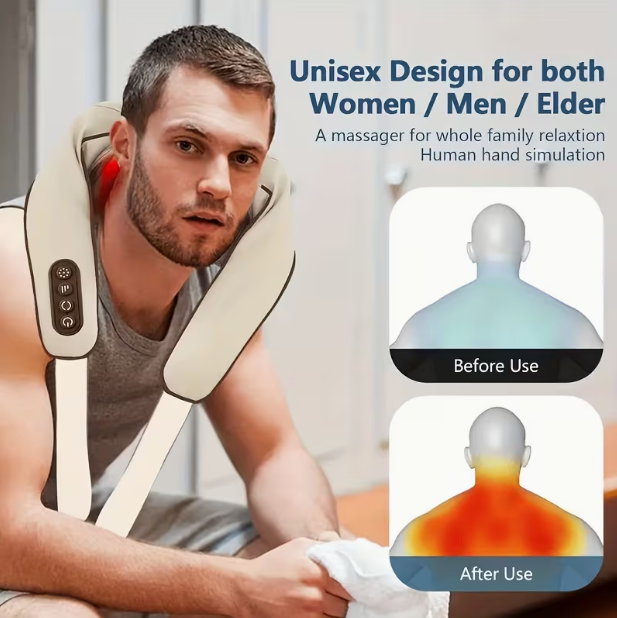 Neck Massager with 6 Massage Nodes – Wireless Shiatsu & Heating Device for Neck, Trapezius & Legs, Mimics Human-Hand Kneading